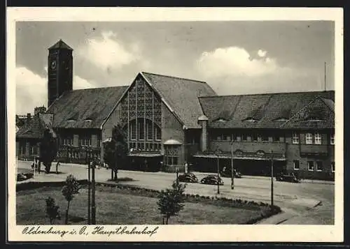 AK Oldenburg i. O., Hauptbahnhof, VW Käfer