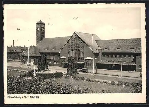 AK Oldenburg / O., Bahnhof im Sonnenschein