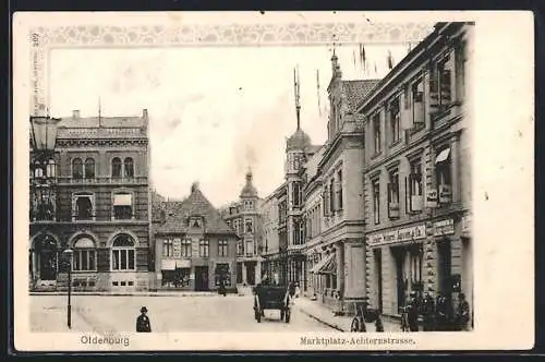 AK Oldenburg / O., Marktplatz-Achternstrasse mit Weberei Janssen