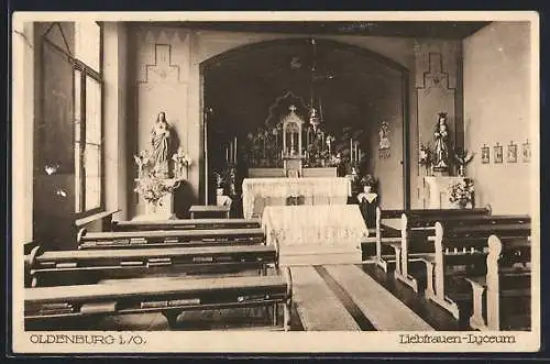 AK Oldenburg i. O., Kapelle des Liebfrauen-Lyceums, Innenansicht