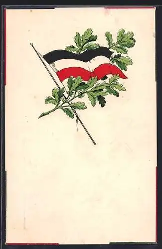 AK Reichsflagge und Eichenlaub