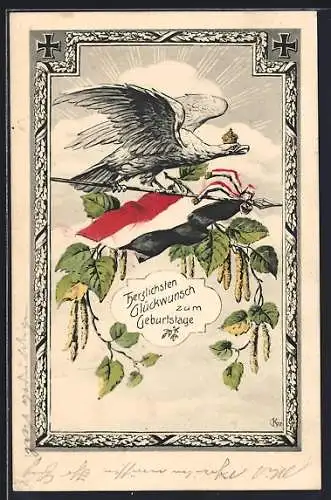 AK Reichsadler und Reichsflagge