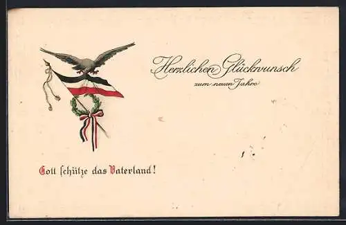 AK Reichsadler mit der Reichsflagge im Schnabel