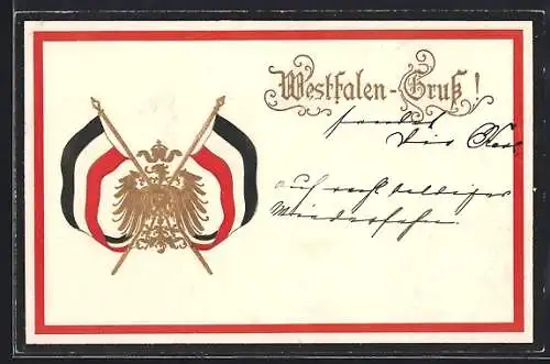 AK Reichsadler mit zwei Reichsflaggen