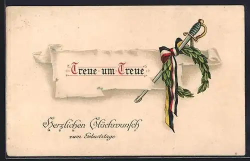AK Treue um Treue, Geburtstagswünsche mit Zweibund-Farben