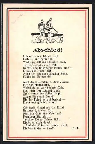 AK Gedicht Abschied, Soldaten in Uniform