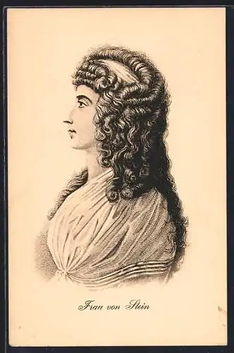 Künstler-AK Frau von Stein im seitlichen Portrait, Freundin Goethe`s