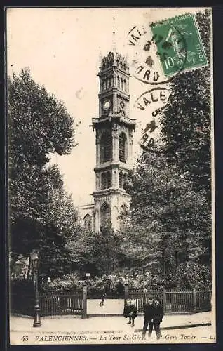 AK Valenciennes, La Tour St-Géry vue depuis le parc