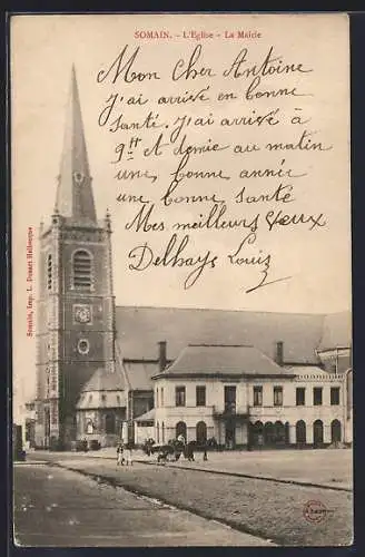 AK Somain, L`Église et La Mairie