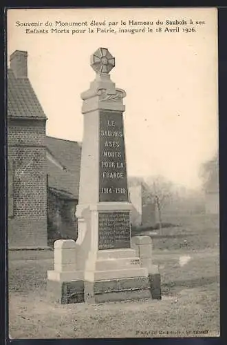 AK Le Saubois, Monument aux Morts inauguré le 18 avril 1926