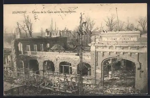 AK Jeumont, Entrée de la Gare après les explosions