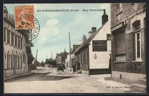 AK St-Pierrebrouck, Rue Principale animée avec bâtiments et passants