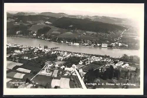 AK Aschach / Donau, Panorama mit Landshaag