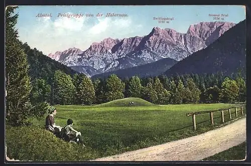 AK Habernau /Almtal, Blick auf die Prielgruppe mit Zwillingskogel und Grosser Priel