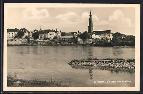 AK Braunau a. Inn, Ortsansicht von Simbach aus