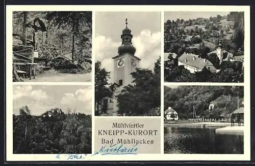 AK Bad Mühllacken, Kirche, Waldpartie, Teilansicht