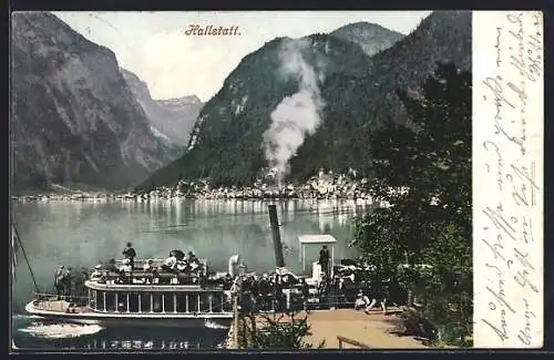 AK Hallstatt, Dampfer auf der Fahrt