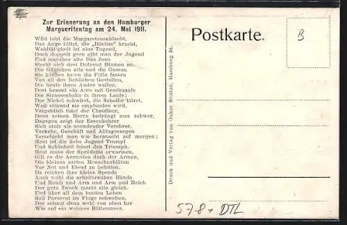 AK Hamburg, Margueritentag am 24. Mai 1911, Belebte Stadt