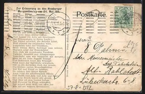 Künstler-AK Hamburg, Margueritentag 1924, viele Menschen schenken sich gegenseitig Margueriten