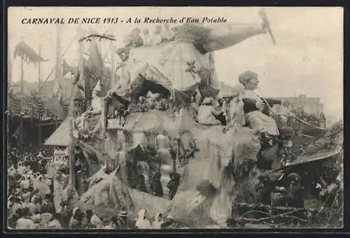 AK Nice, Carnaval de Nice 1913, A la Recherche d`Eau Potable