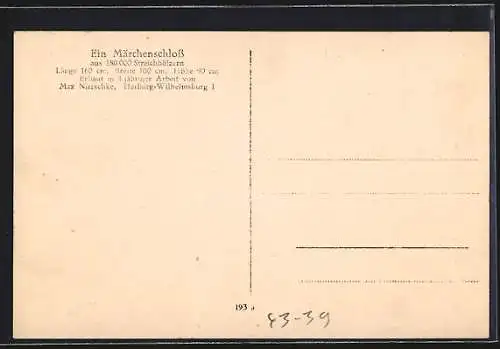 AK Märchenschloss aus 180 000 Streichhölzern