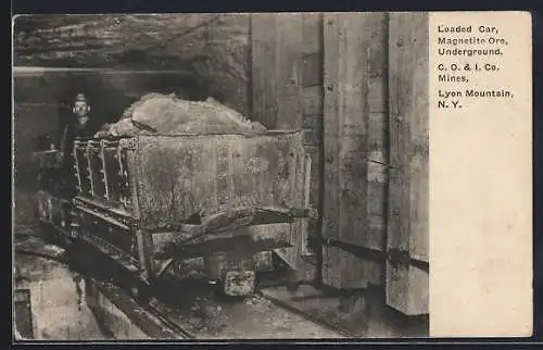 AK Lyon Mountain, NY, C. O. & I. Co. Mines, Loaded Car, Magnetite Ore