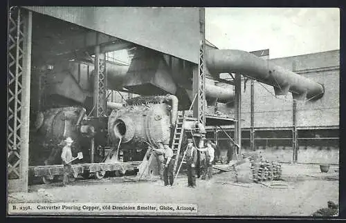 AK Globe, AZ, Old Dominion Smelter, Converter Pouring Copper