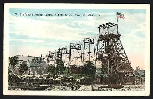 AK Ironwood, MI, F-Shaft and Engine House, Aurora Mine