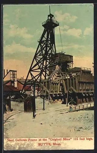 AK Butte, MT, Steel Gallows Frame at the Original Mine