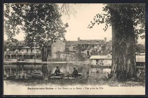 AK Samois-sur-Seine, Les Bords de la Seine, Vue prise de l`île