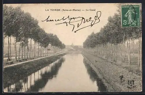 AK La Tombe, Le canal bordé d`arbres