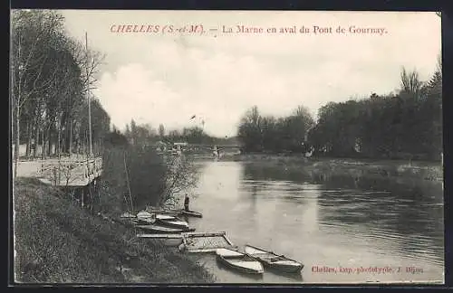 AK Chelles, La Marne en aval du Pont de Gournay