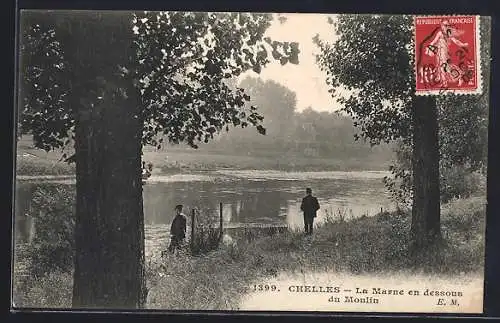 AK Chelles, La Marne en dessous du Moulin