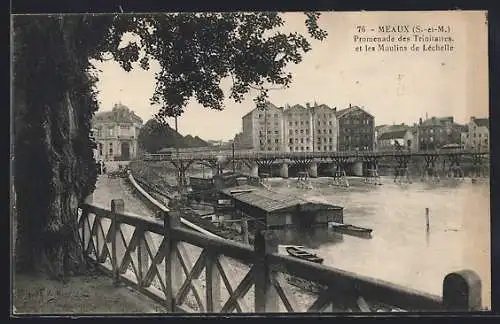 AK Meaux, Promenade des Trinitaires et les Moulins de Lachellee