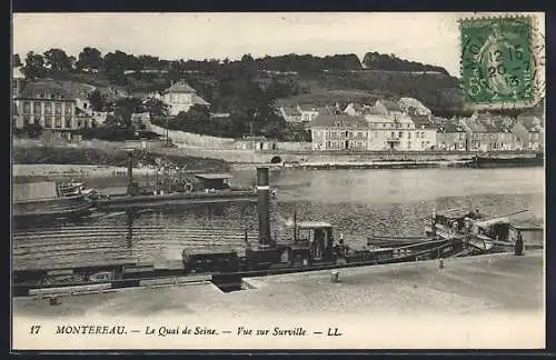 AK Montereau, Le Quai de Seine, Vue sur Surville