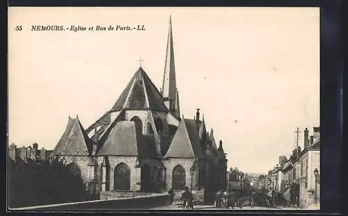 AK Nemours, Église et Rue de Paris