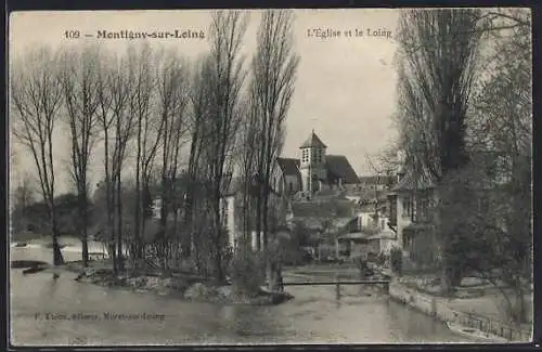 AK Montigny-sur-Loing, L`église et le Loing