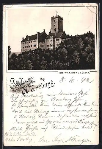 Vorläufer-Lithographie Die Wartburg von Osten aus gesehen, 1892