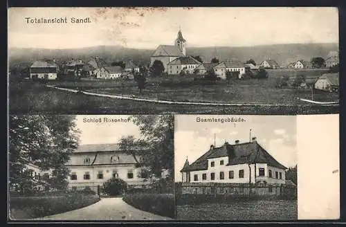 AK Sandl, Schloss Rosenhof, Beamtengebäude, Ortsansicht