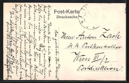 AK Haugsdorf, Bahnhof, Sparkassa und k. k. Bezirksgericht