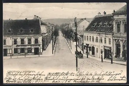 AK Oberhollabrunn, Der Hauptplatz und die Bahnstrasse