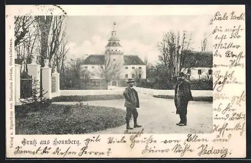 AK Sonnberg, Strassenpartie mit Schloss