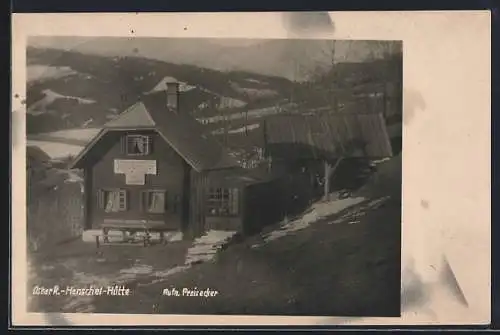 AK Oskar R.-Henschel-Hütte, Berghütte mit Panorama