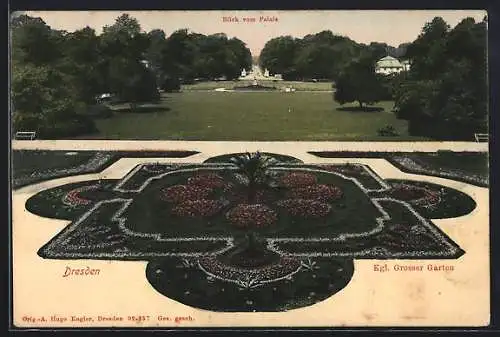 AK Dresden, Kgl. Grosser Garten, Blick vom Palais