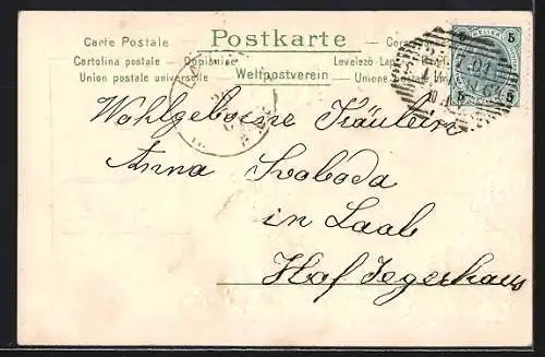 Präge-AK Namenstag Anna, Vergissmeinnicht, Maigläckchen und Kalenderblatt