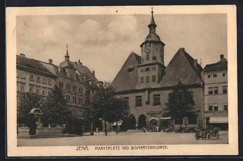 AK Jena, Marktplatz und Bismarckbrunnen