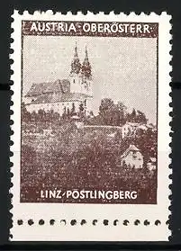 Reklamemarke Linz, Postlingberg, Kirche auf Hügel