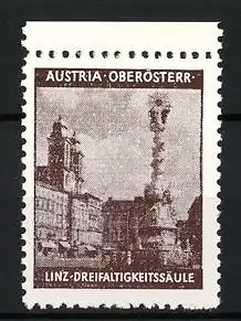 Reklamemarke Linz, Dreifaltigkeitssäule, Austria Oberösterr