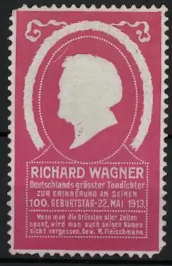 Reklamemarke Richard Wagner, 100. Geburtstag 22. Mai 1913, Silhouette