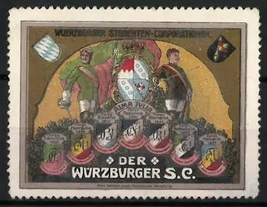 Reklamemarke Würzburg, Der Würzburger S.C., Studenten-Corporationen Wappen